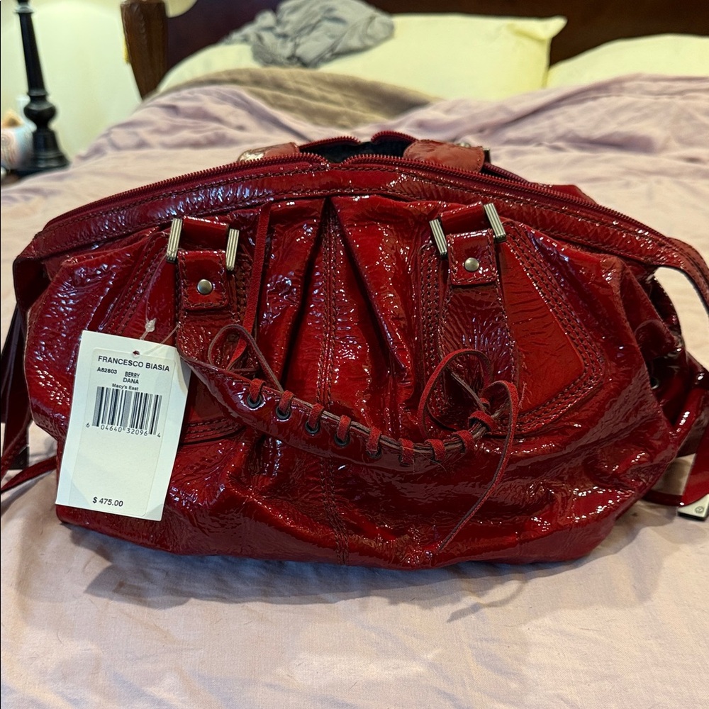 Francesco Biasia Glossy Red Shoulder Bag